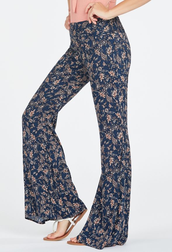 Paisley Printed Flare Pant in Navy/Multi - Get great deals at JustFab