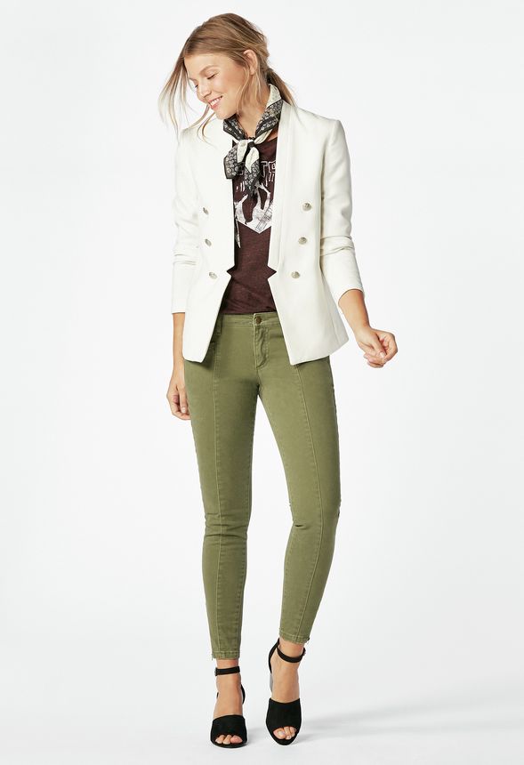 Side Zip Twill Ankle Pant in Clover Olive - Get great deals at JustFab