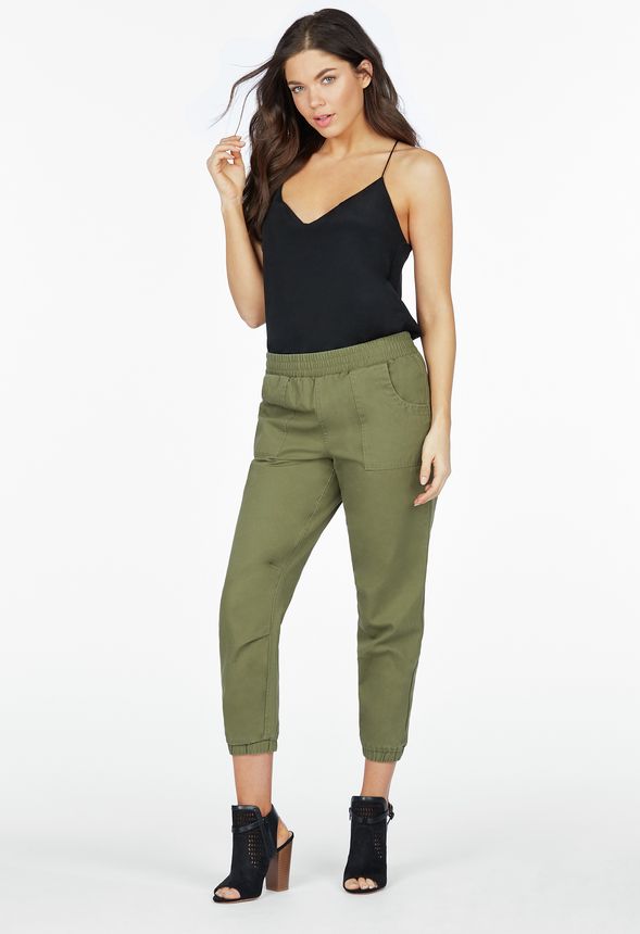 Canvas Joggers in Olive - Get great deals at JustFab