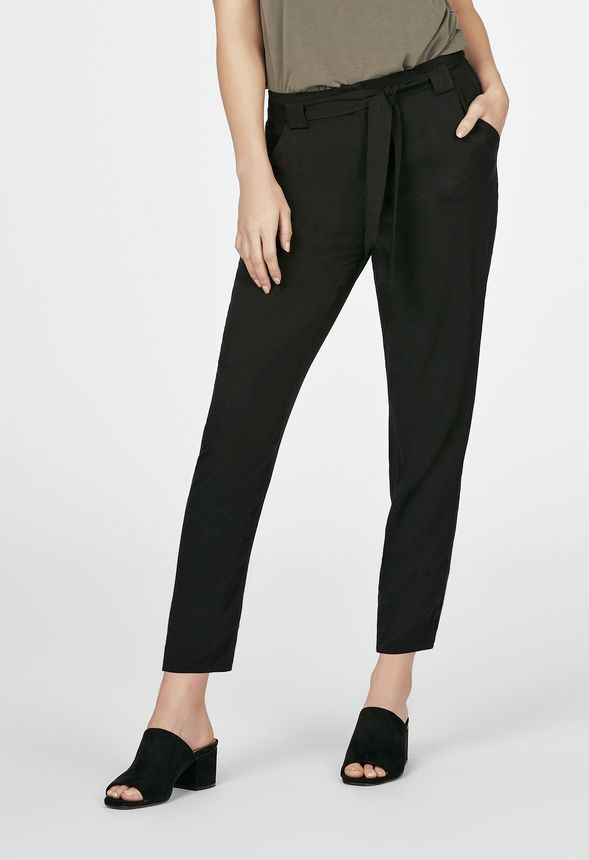 Tie Front Skinny Trouser in Black - Get great deals at JustFab