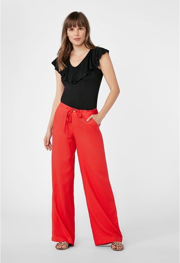 Linen Pants in FIERY RED Get great deals at JustFab