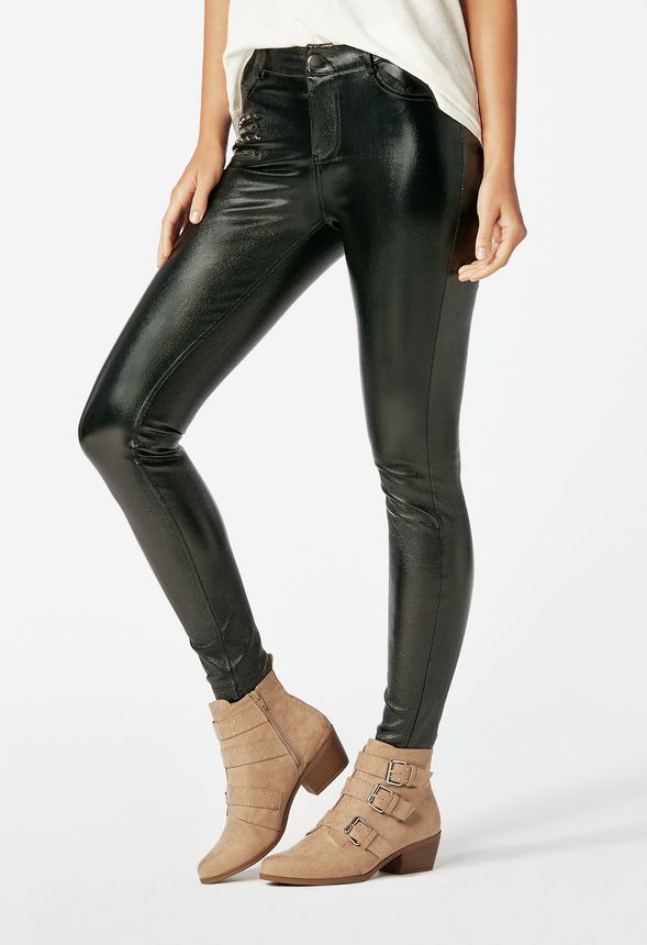 Studded Coated Pants in Black - Get great deals at JustFab