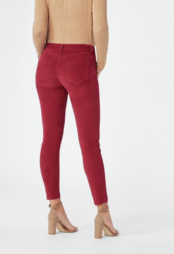 red velvet skinny pants