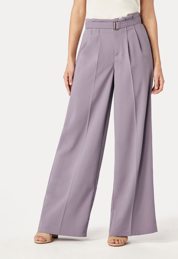 Belted Wide Leg Pants in PURPLE SAGE - Get great deals at JustFab