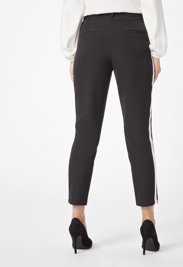 Side Stripe Trouser Pants in BLACK/ WHITE - Get great deals at JustFab