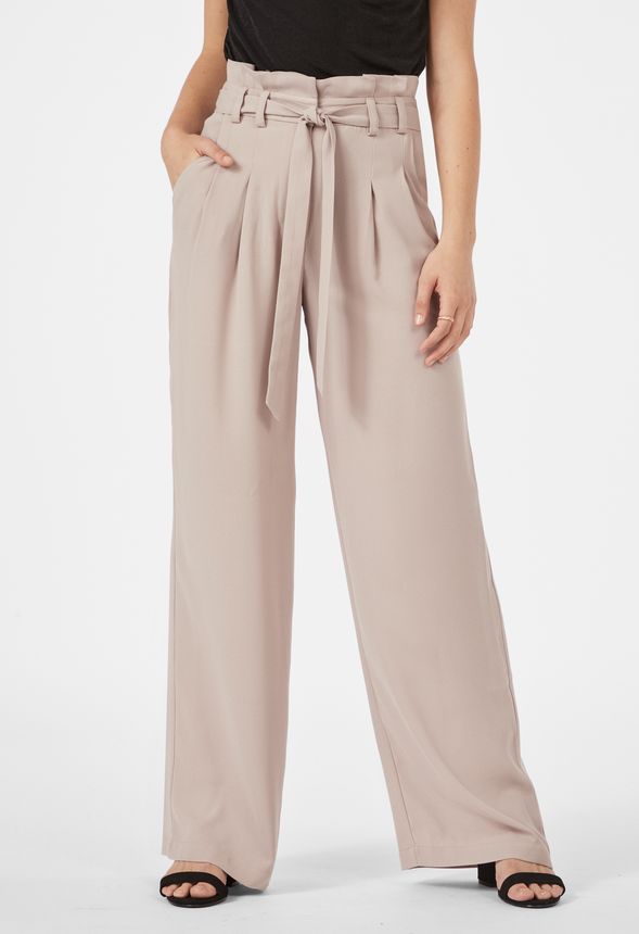 Belted Wide Leg Trousers in SPHINX - Get great deals at JustFab