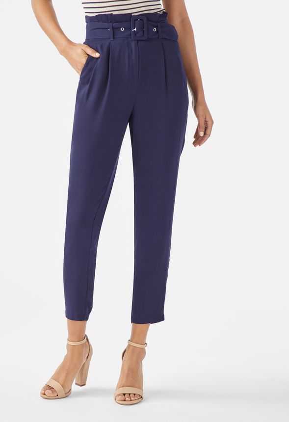 Belted Trousers in Dark Indigo - Get great deals at JustFab
