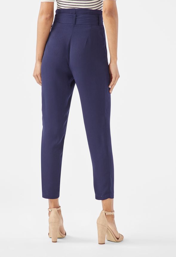 Belted Trousers in Dark Indigo - Get great deals at JustFab