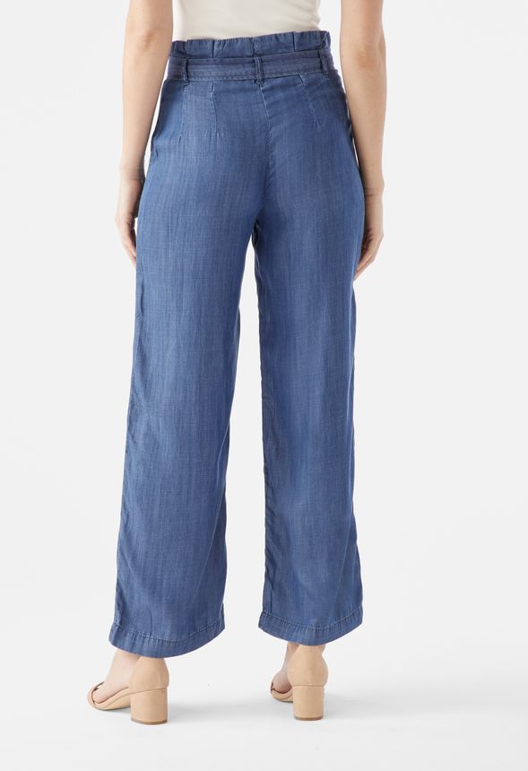 Chambray Wide Leg Pants in CHAMBRAY - Get great deals at JustFab