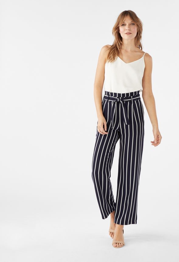 Stripe Trousers in NAVY/IVORY - Get great deals at JustFab
