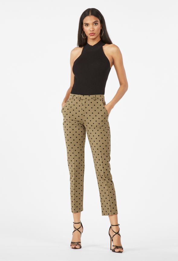 Polka Dot Trousers in OLIVE MULTI - Get great deals at JustFab