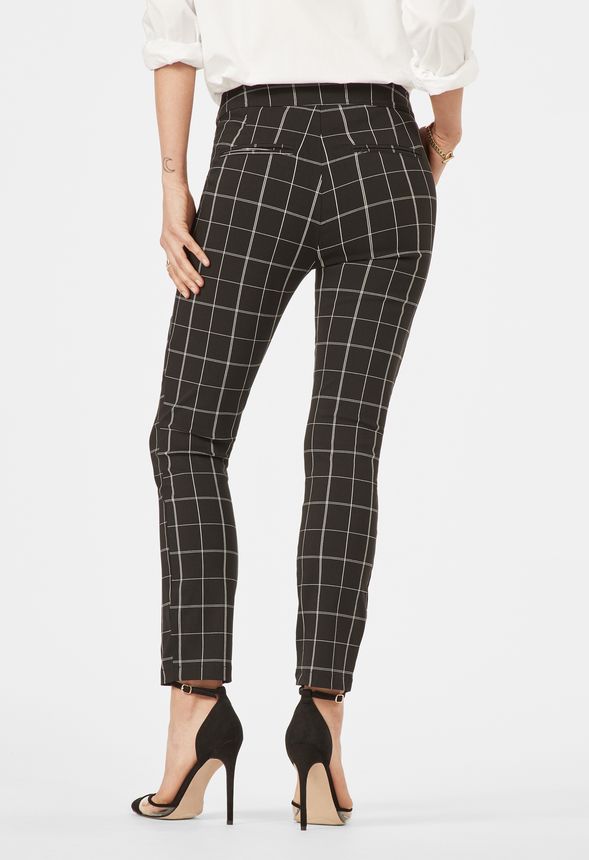 Windowpane Slim Trousers in Black Multi - Get great deals at JustFab