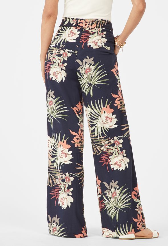 Floral Print Palazzo Pants in Navy/Multi - Get great deals at JustFab