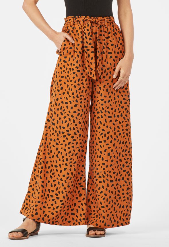 Animal Print Palazzo Pant in Brown Multi - Get great deals at JustFab