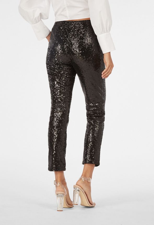 Sequin Trousers in Black - Get great deals at JustFab