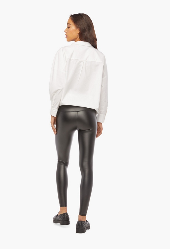 Tummy Tamer Faux Leather Ankle Leggings