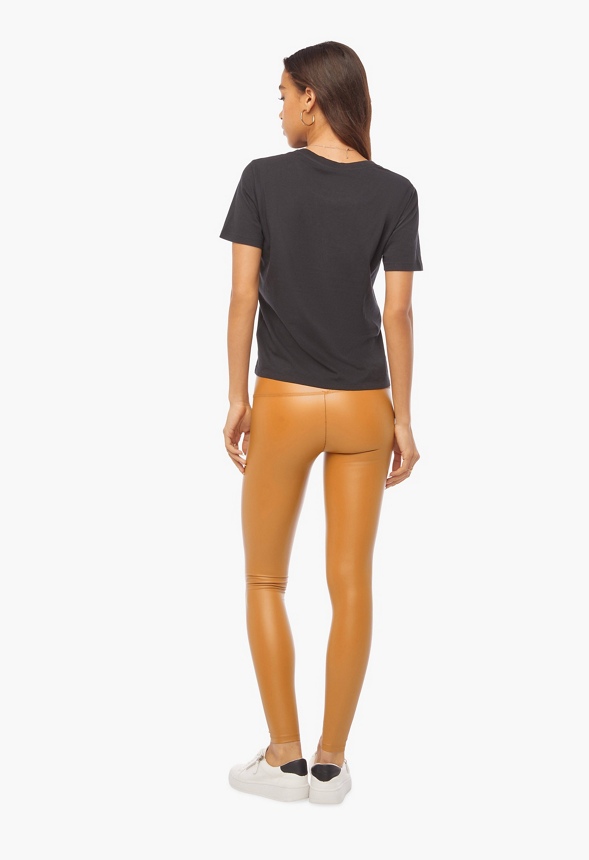 Tummy Tamer Faux Leather Ankle Leggings