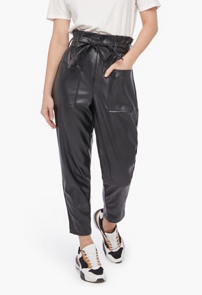 Faux Leather Paperbag Trousers