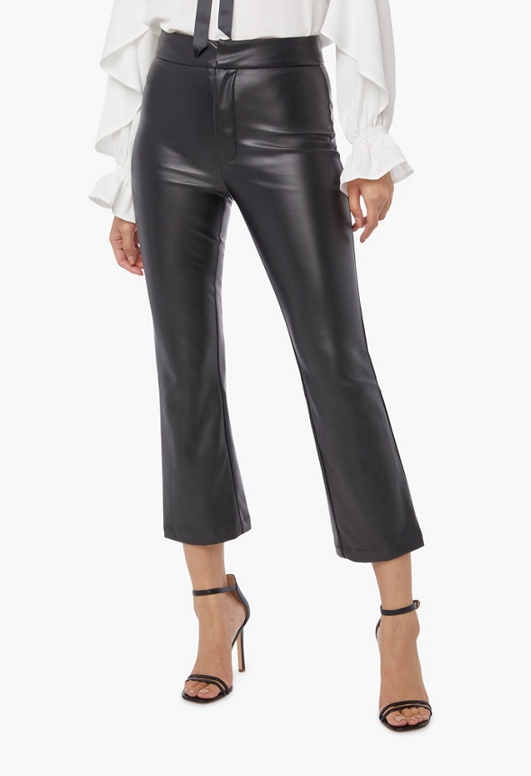 Faux Leather Cropped Trousers Clothing in Black - Get great deals