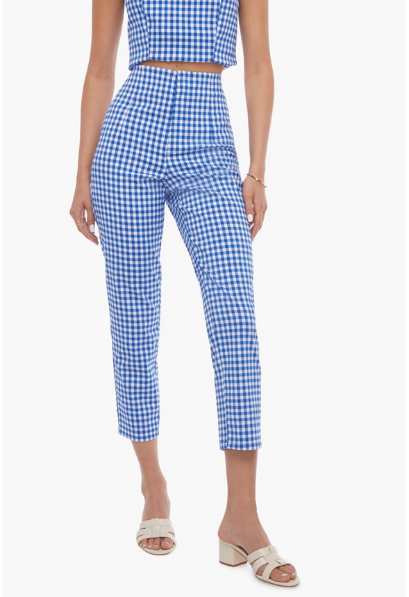 Cropped Gingham Pants