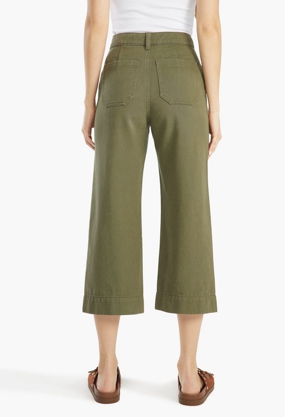 Cropped Flare Leg Trousers