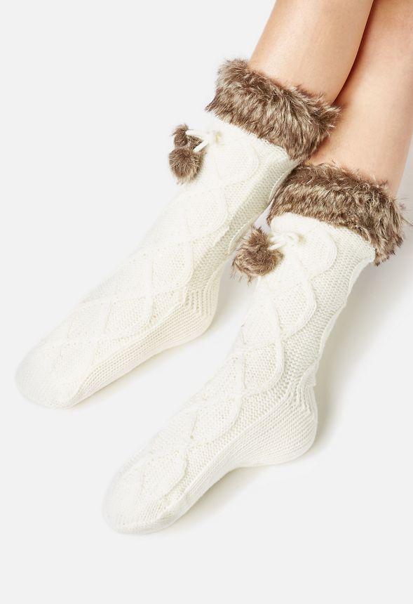 Fur Pom Knit Sock Accessories in Fur Pom Knit Sock Get great deals at