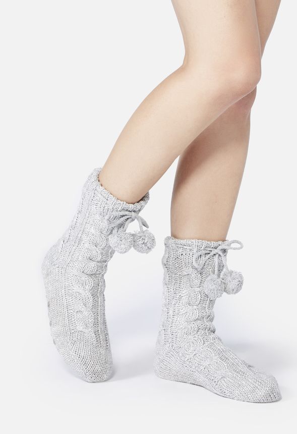 Knit Pom Fuzzy Sock
