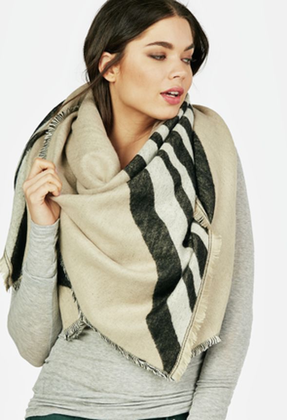 Striped Scarf Accessories in Black - Get great deals at JustFab