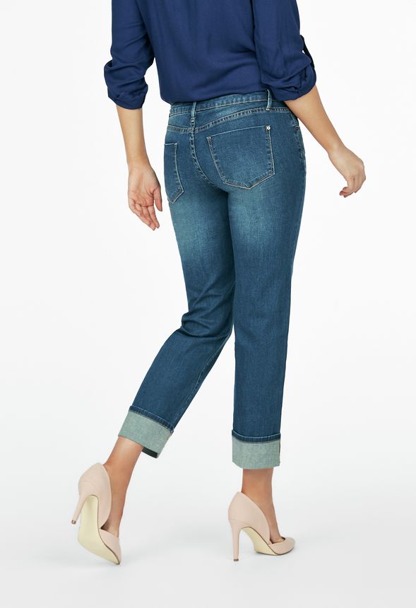 Relaxed Straight Cuff Jeans in RAIN - Get great deals at JustFab