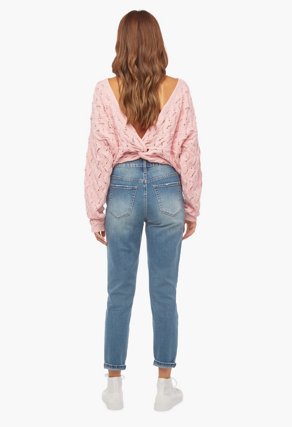 High-Waisted Tapered Denim Jeans