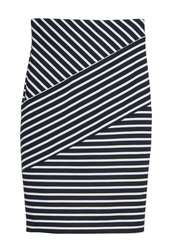 Placed Stripe Ponte Skirt in Black Multi - Get great deals at JustFab