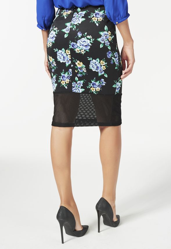 Floral Midi Skirt in BLACK MULTI - Get great deals at JustFab