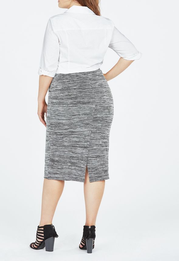 Sweater Knit Midi Skirt in Black Heather - Get great deals at JustFab
