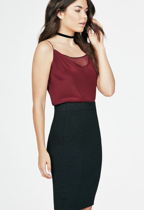 Shimmering Sweater Skirt in Black - Get great deals at JustFab