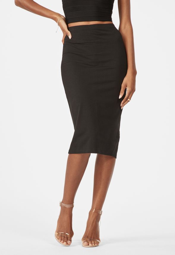 Knit Pencil Skirt in Black - Get great deals at JustFab