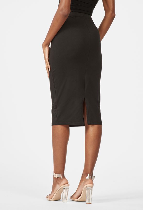 Knit Pencil Skirt in Black - Get great deals at JustFab