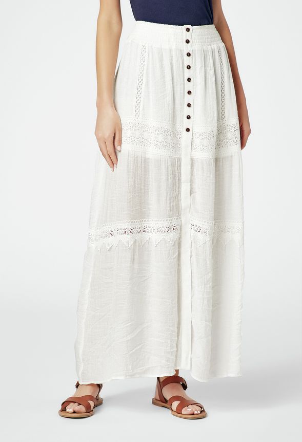 Crochet Maxi Skirt in White - Get great deals at JustFab