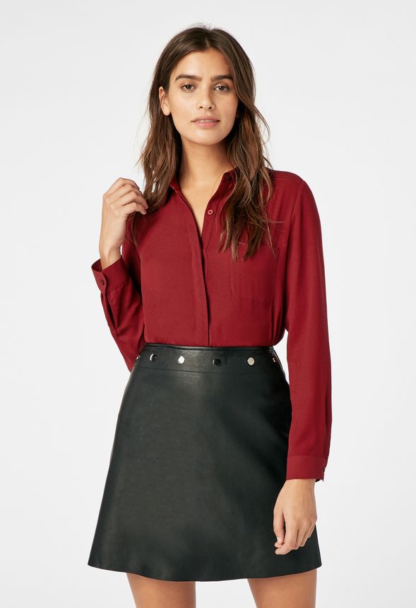 Faux Leather A-Line Skirt in Black - Get great deals at JustFab