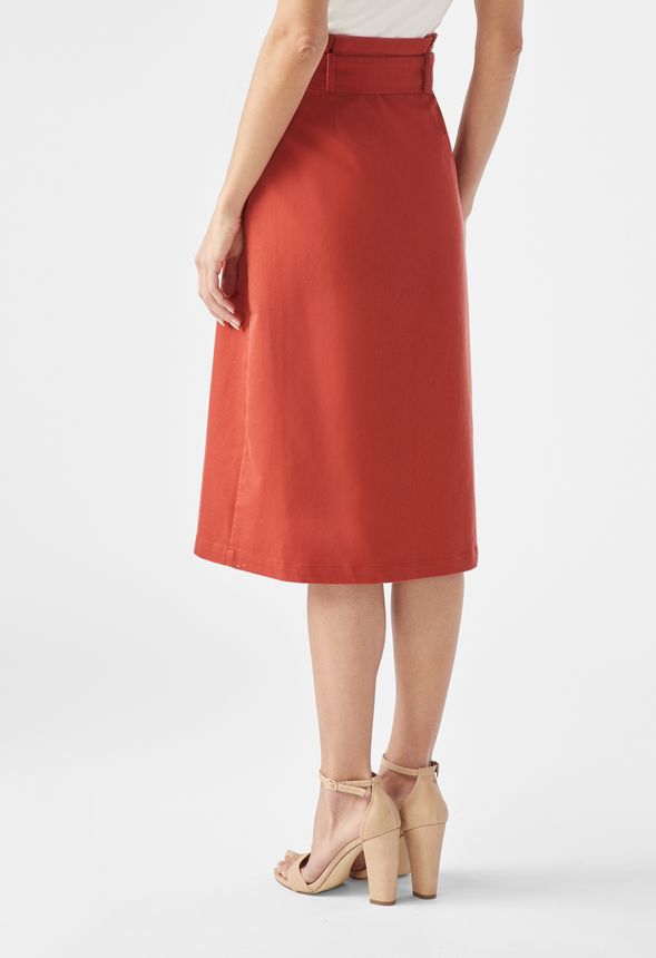 Button Front Midi Skirt in Tandoori Spice - Get great deals at JustFab