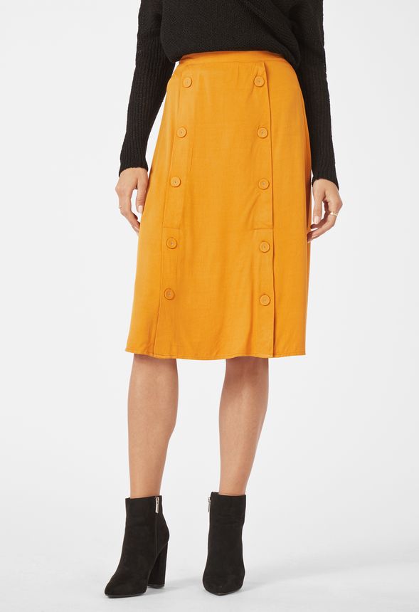 Double Button Front Skirt in GOLDEN OAK - Get great deals at JustFab