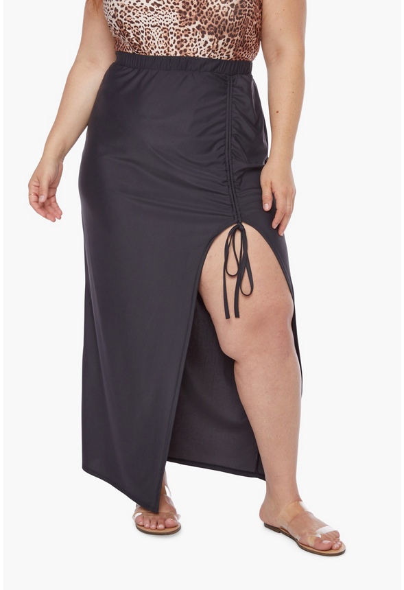 Knotted Front Slit Maxi Skirt