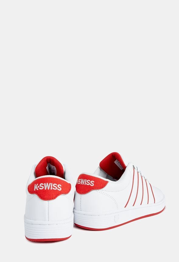 red and white k swiss