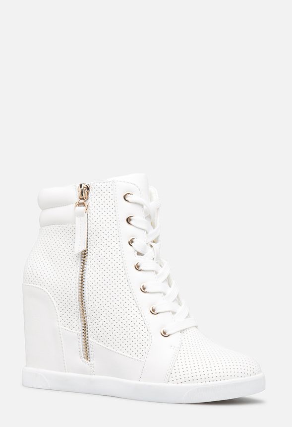 all white wedge sneakers