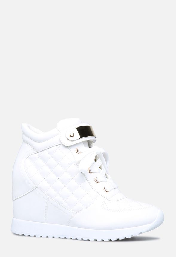 Rei Quilted Wedge Sneaker in White 
