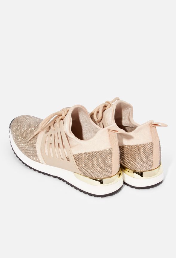 Isadora Mixed Material Sneaker in Champagne - Get great deals at JustFab