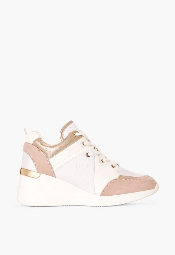 Kalani Wedge Sneaker in White - Get great deals at JustFab