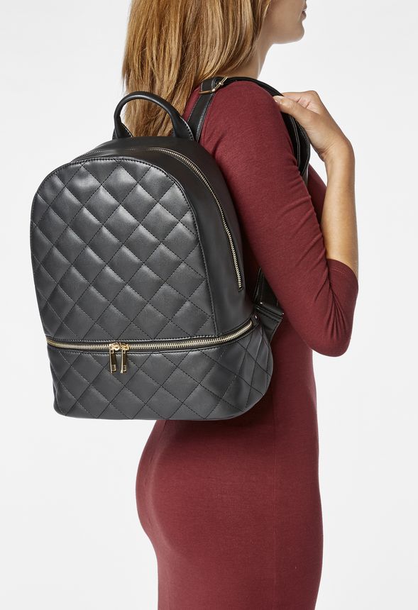 Quilted Queen Backpack in Black Get great deals at JustFab