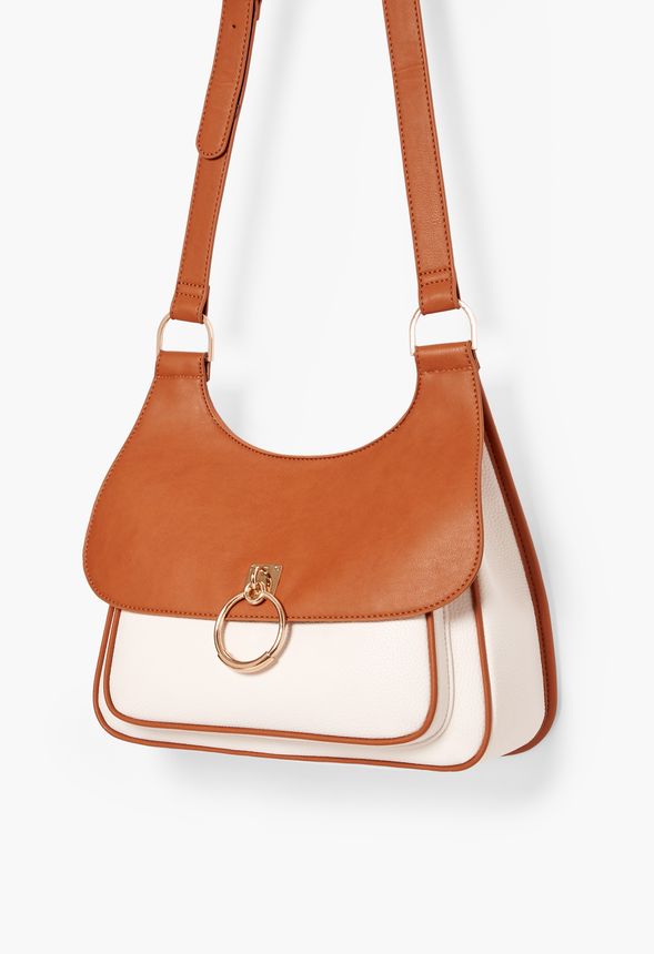 Staying True Front Flap Shoulder Bag Bags & Accessories in White/Cognac ...