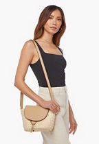 Raffia Flapover Shoulder Bag