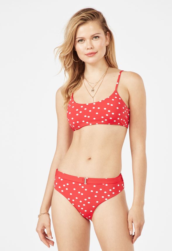 Polka Dot Belted Bikini In Red Multi Get Great Deals At JustFab   SM1936602 6020 3 589x860 